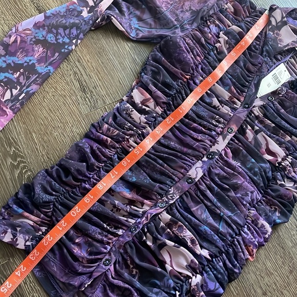 🌂💘NWT Anthropologie Pilcro collared mesh button up shirt blouse purple pink xs - Picture 9 of 9